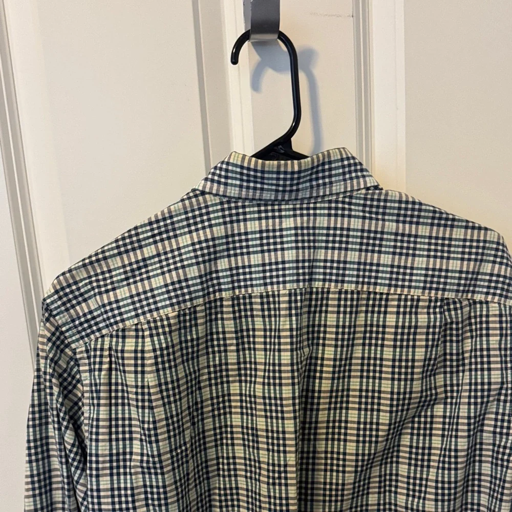J. Crew Tailored Cut Blue and White Plaid Button-Down Shirt